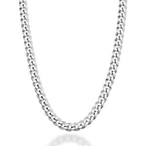 925 Sterling Silver Italian 5mm Diamond Cut Cuban Link Curb Chain Necklace